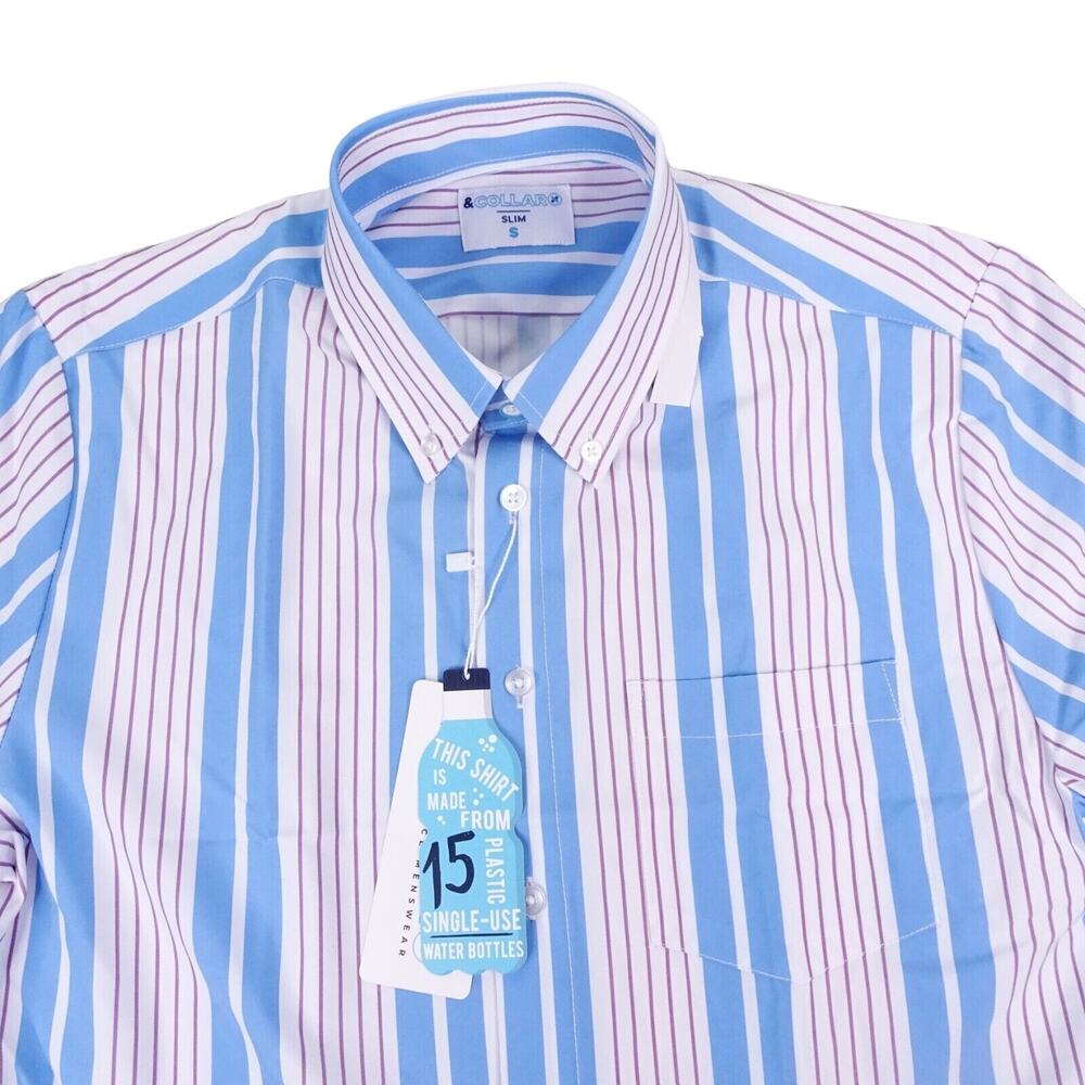 &Collar Shirt Mens Small‎ Multicolored Striped Button Up Oceanside Performance